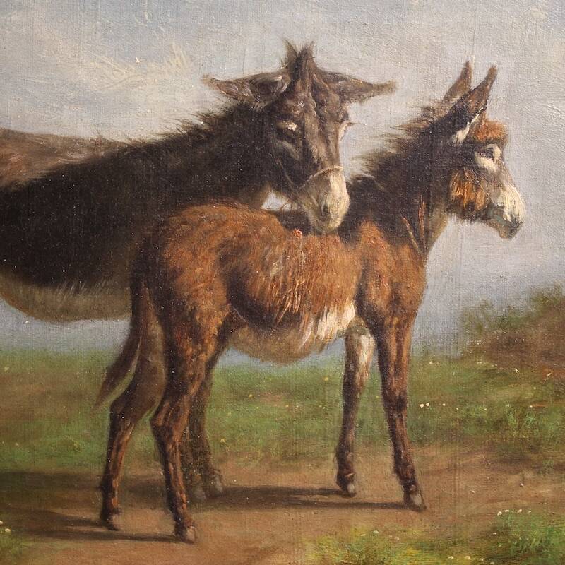 19th century Italian signed bucolic landscape painting