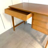 1950s modernist oak desk with compass legs