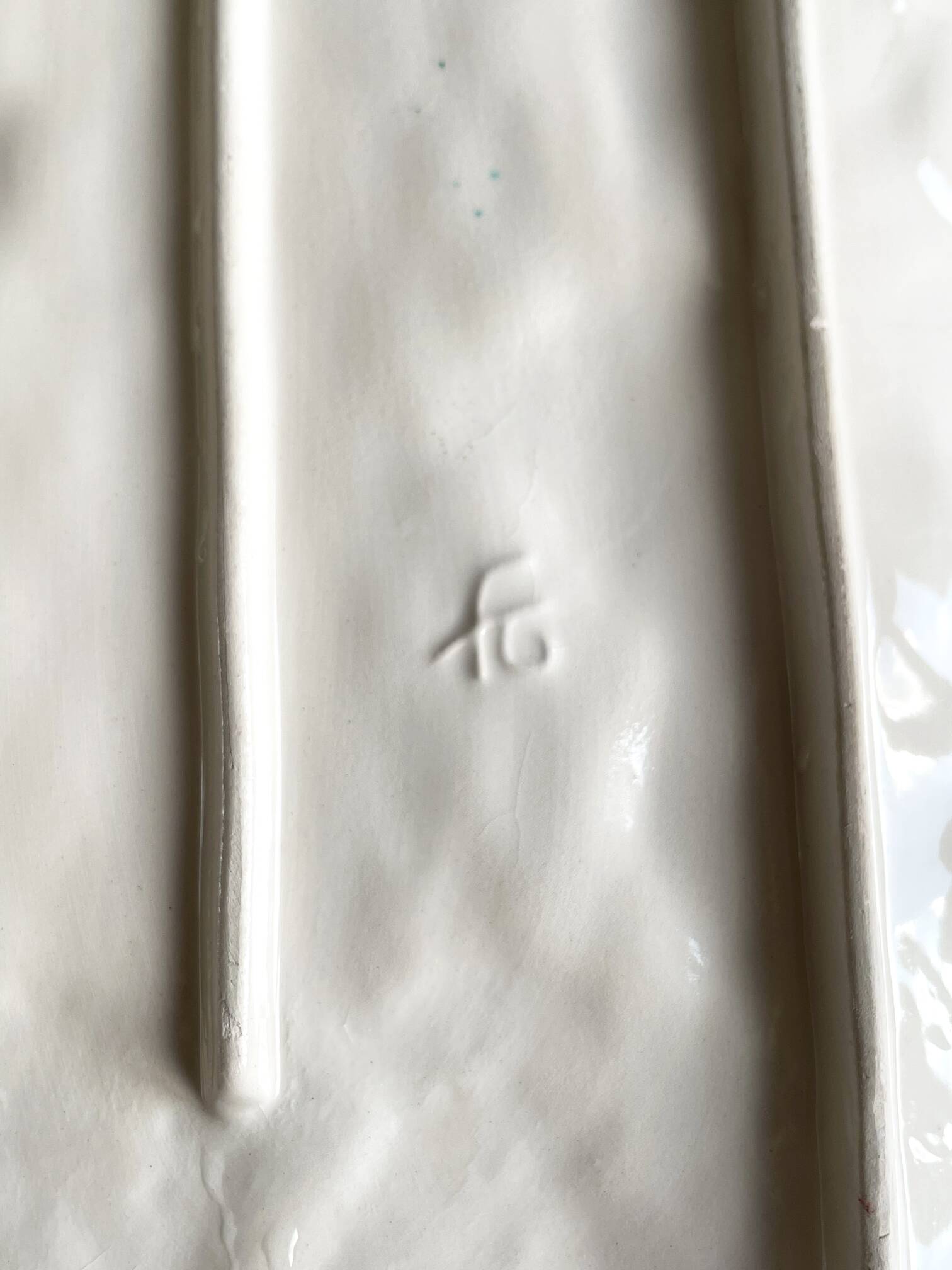 French Barbotine Majolica Serving Platter with Vine Leaf and Basket Weave Motif