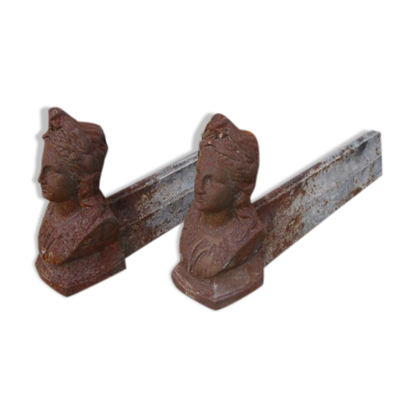 Pair of andirons old cast-iron
