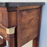 Pair of empire consoles in mahogany and 19th century marble