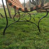 Metal and wood garden bench