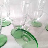 8 two-tone Art Deco engraved crystal stemware