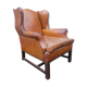 English fawn leather armchair with ears Chesterfield club
