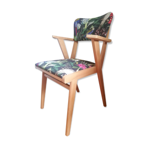 Fauteuil bridge pieds compas rénové jungle