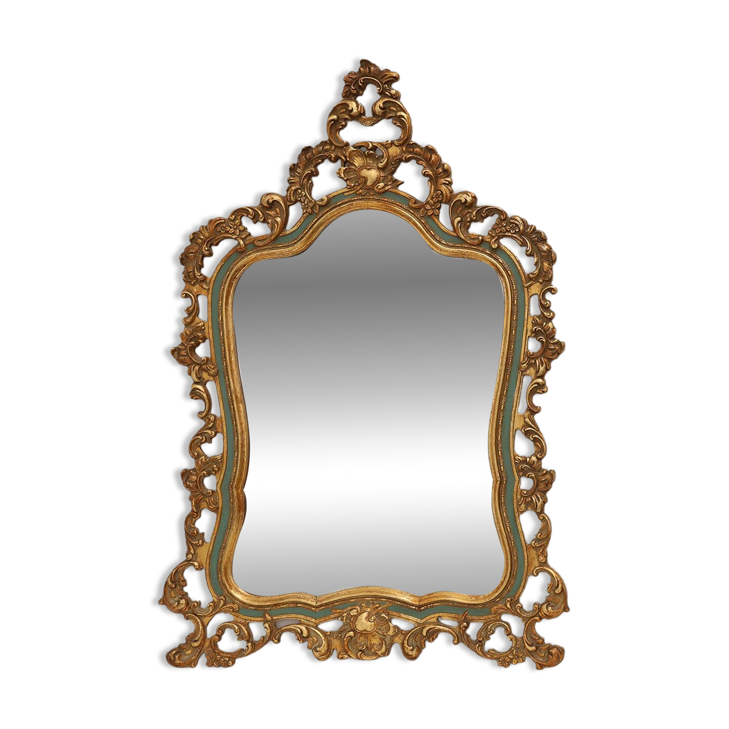 Belgian Louis XV Style Baroque Gilt Mirror with “Knitter-Duro Brevete” Labe