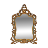 Miroir baroque belge doré de style Louis XV avec étiquette « Knitter-Duro Brevete »