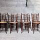 Series of 7 old bar cane cane bistro chairs