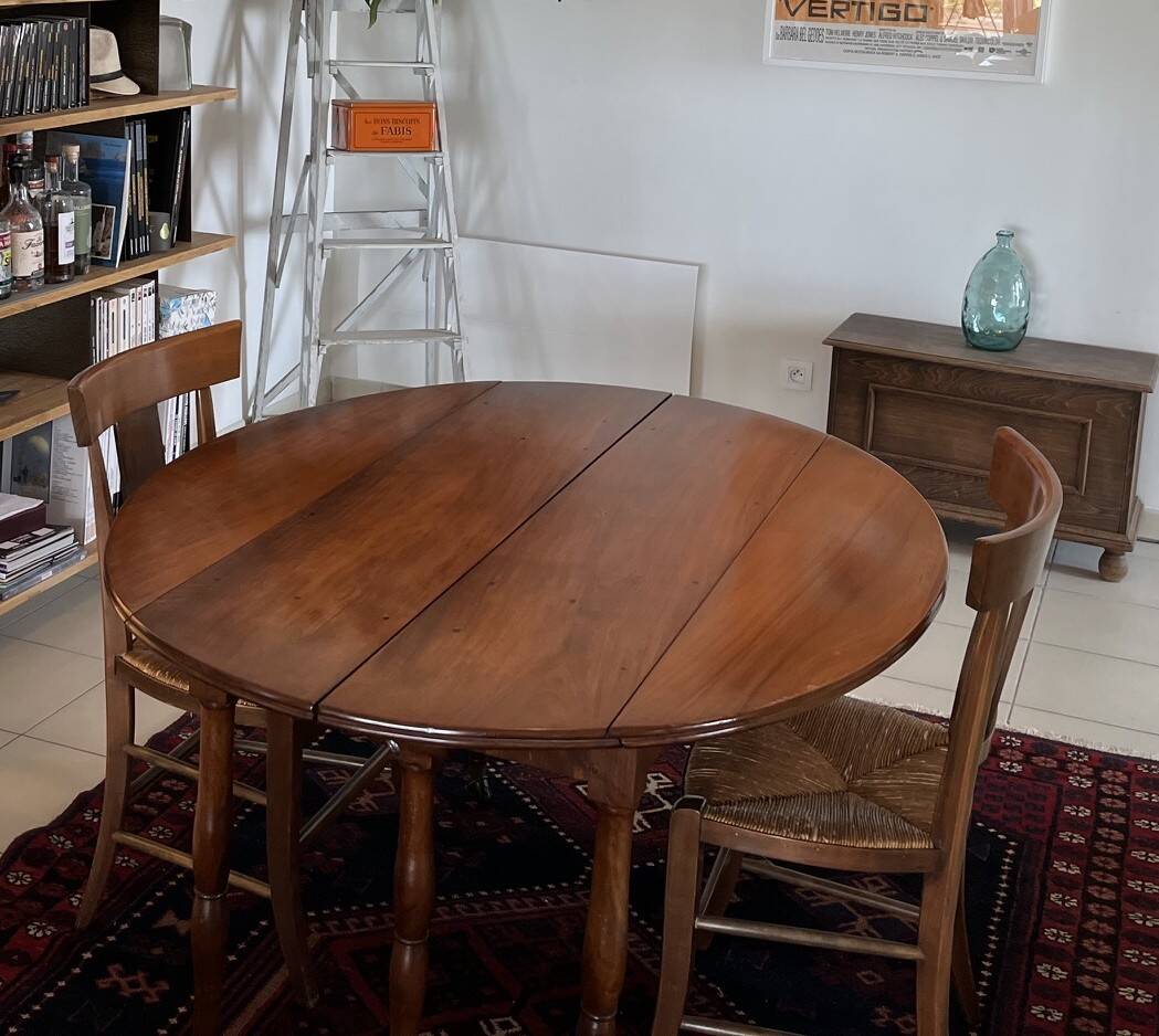 Table 6 pieds ouvrante en noyer 19ème