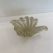 Murano Barovier 'Zebrati' Decor Glass Shell Bowl Hollywood Regency, 1960s
