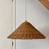 Vintage wicker lampshade suspension