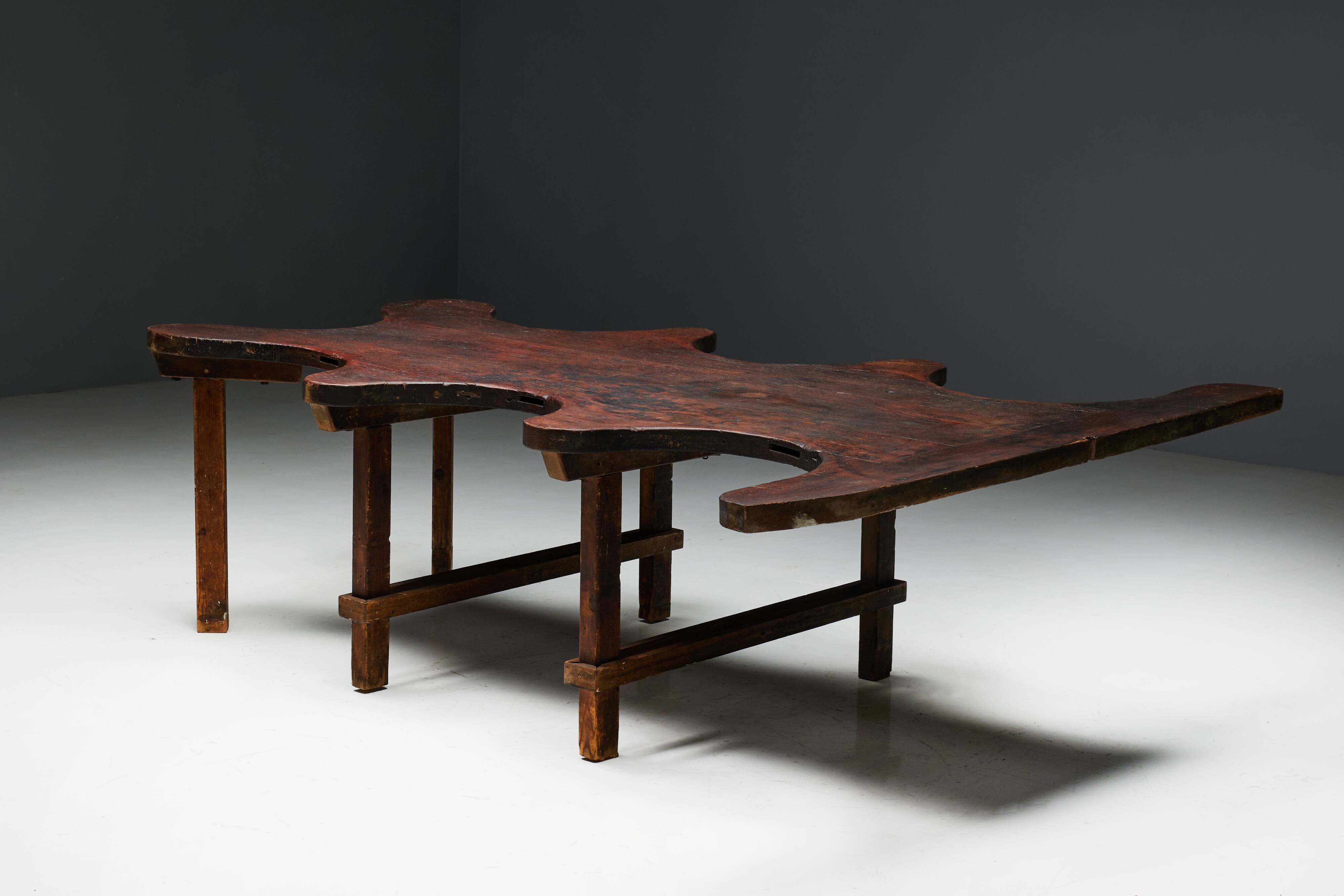 Table Organique Rustique De Forme Libre, France, Fin 19ème Siècle