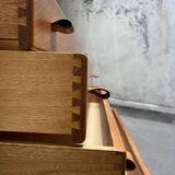 Maison Regain chest of drawers in elm and leather, 1970