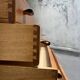 Maison Regain chest of drawers in elm and leather, 1970
