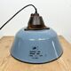 Industrial Grey Enamel and Cast Iron Pendant Light with Glass Cover, 1960s