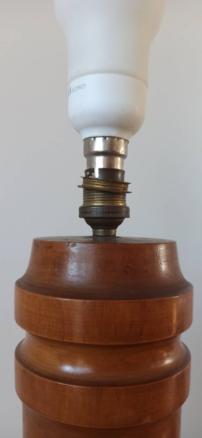 Floor lamp - vintage turned wood side table from the 60s