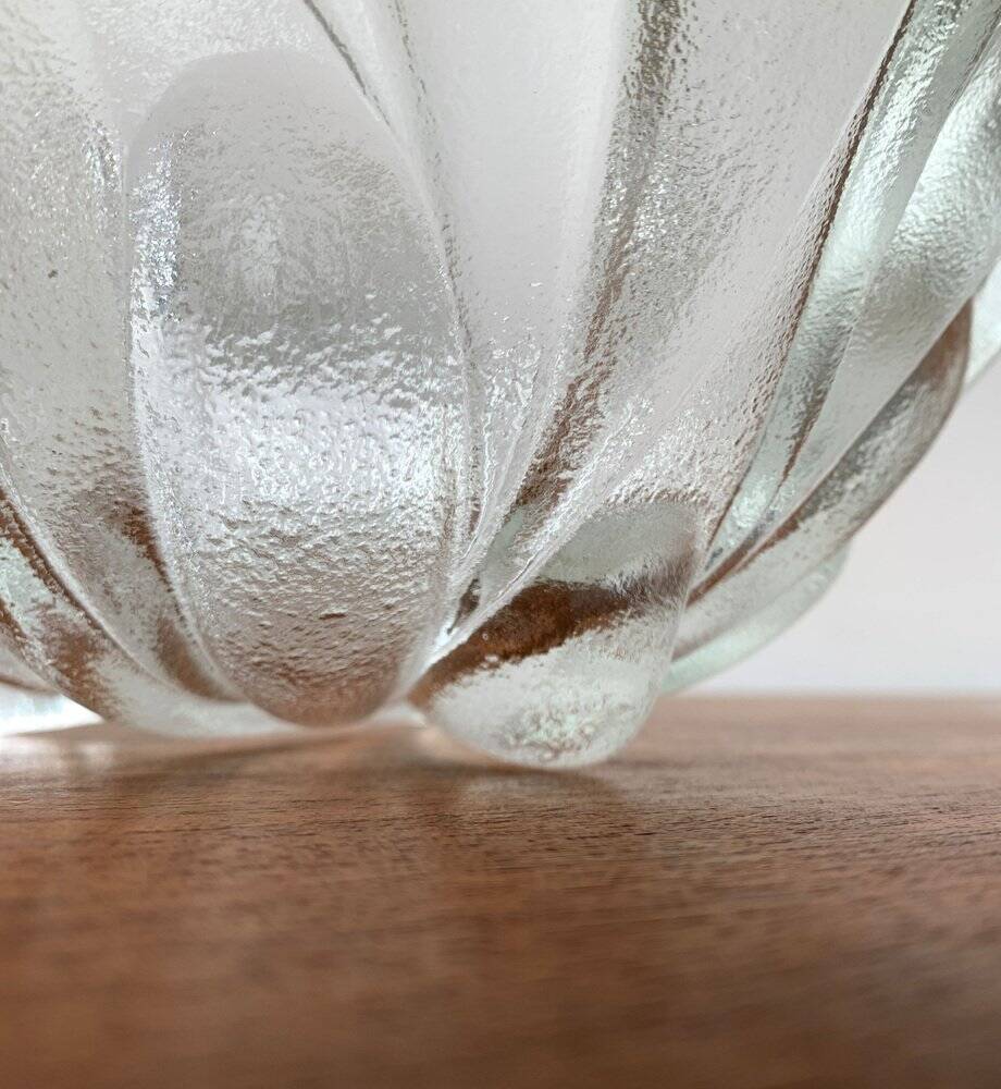 Heavy vintage German floral glass bowl by Walther Glas, 1970s.