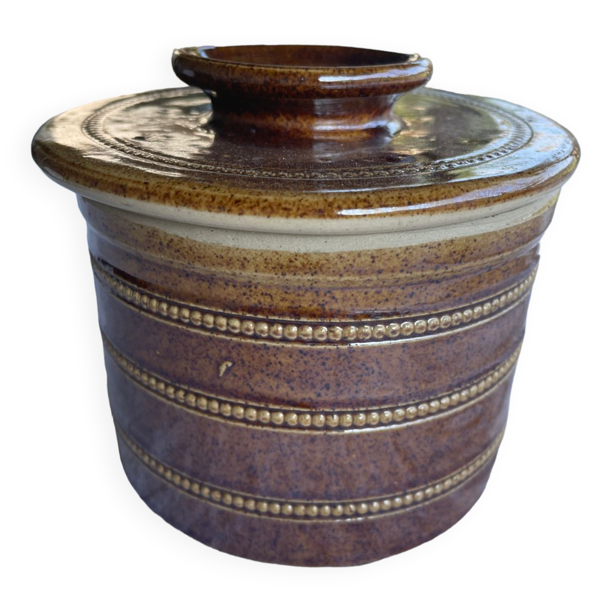 Vintage grès du berry butter dish