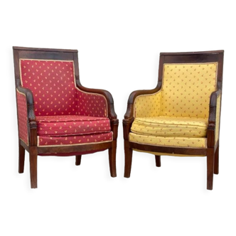 Pair of Empire style bergères armchairs