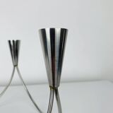 Vintage triple stainless steel candle holder