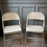Duo de chaises pliantes en acier années 1980