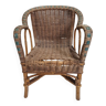 Old vintage rattan children's armchair