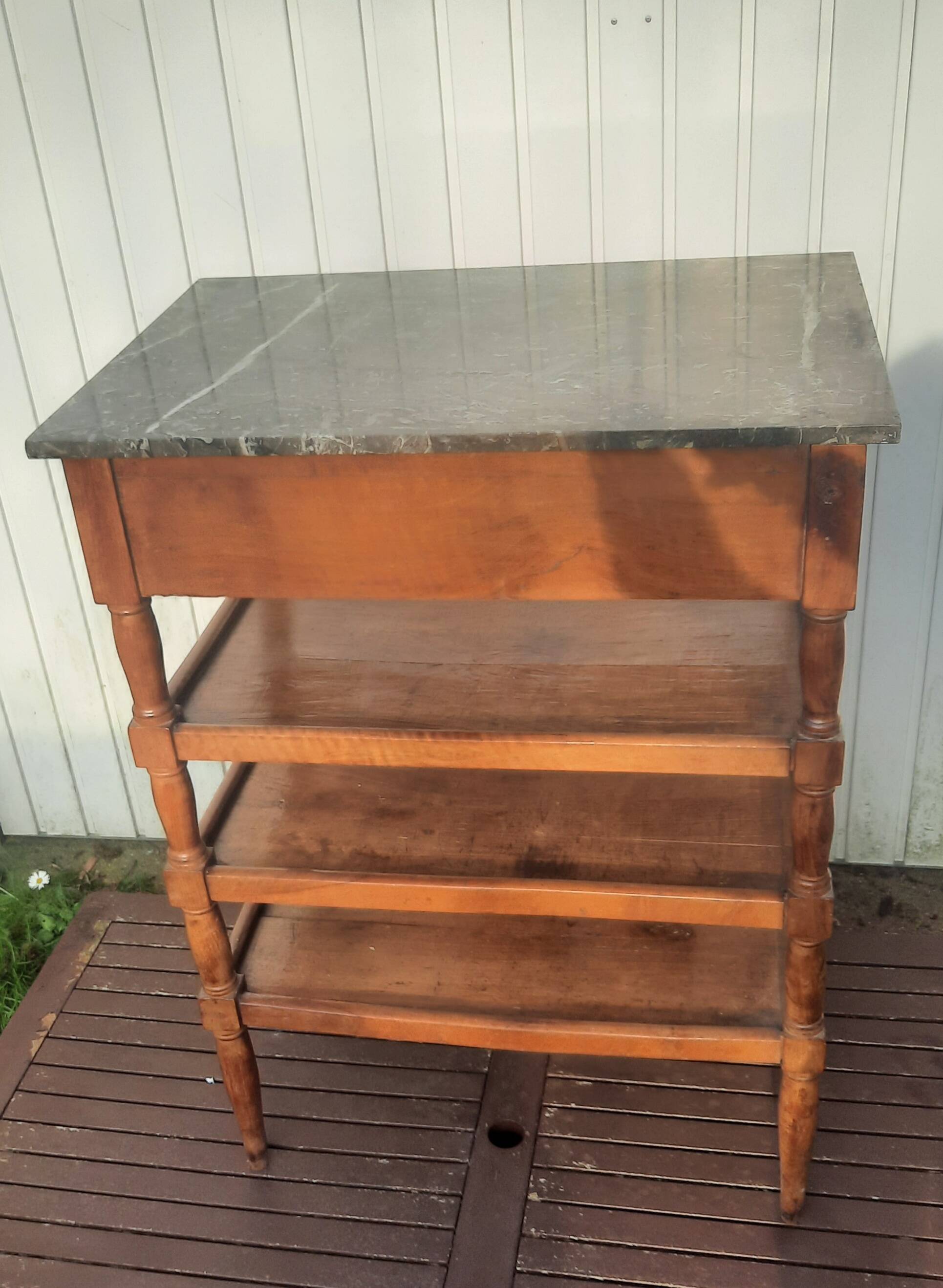 4-shelf marble top cabinet