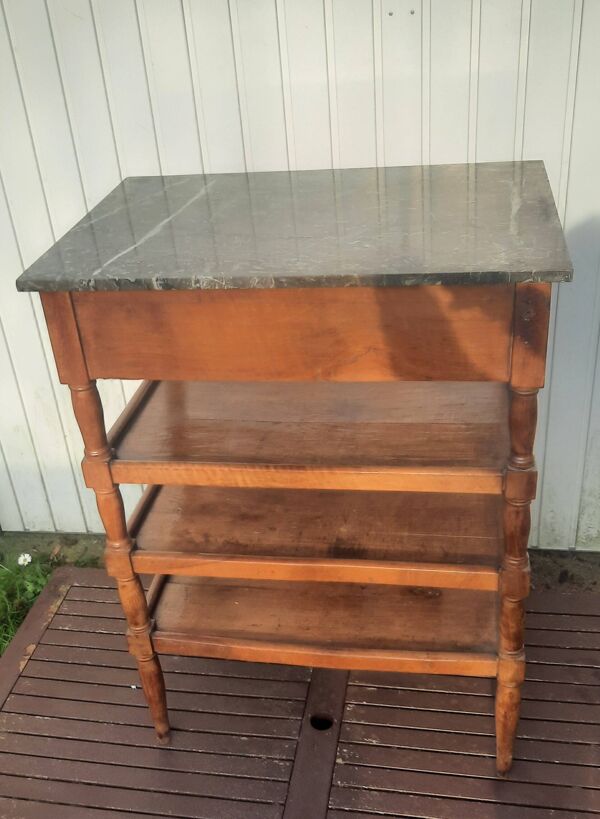 Table d'appoint 4 plateaux en bois et marbre