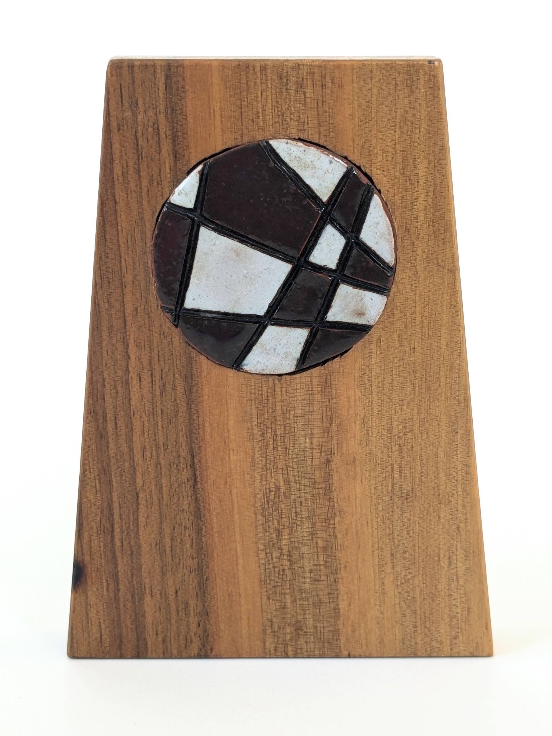 1960s Bookends | Set of 2 | Wood, Ceramic & Brass