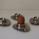 4 stainless steel space age vintage egg cups