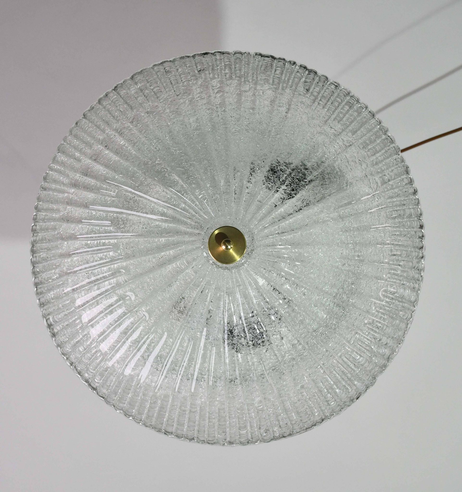 Vintage Italian Transparent Murano Glass Flush Mount Light