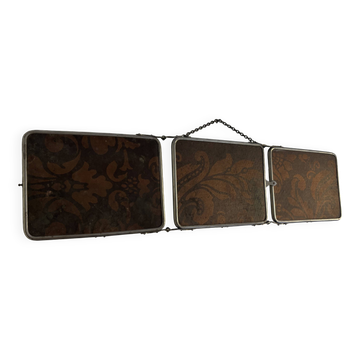 Vintage 1900 triptych barber mirror Art Nouveau - 19 x 78 cm