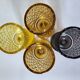 4 vintage stemmed glasses in hobnail glass and smoke colour.