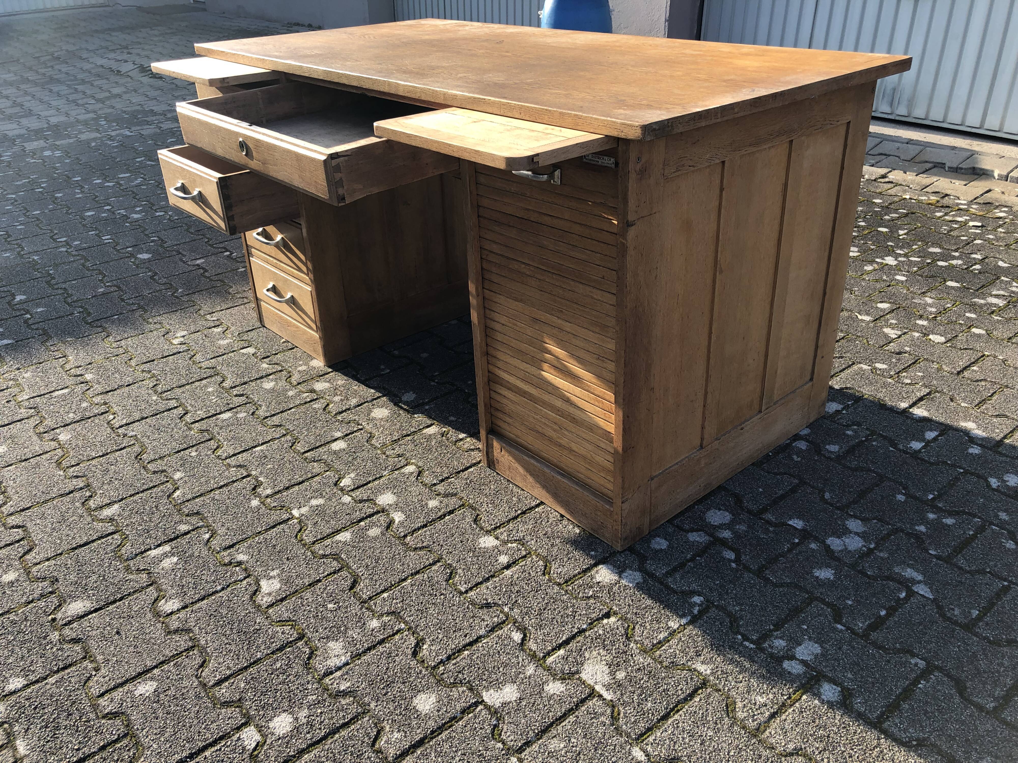 Solid oak office two caissons