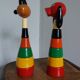 Wooden cat and dog stack toys