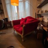 Red velvet sofa