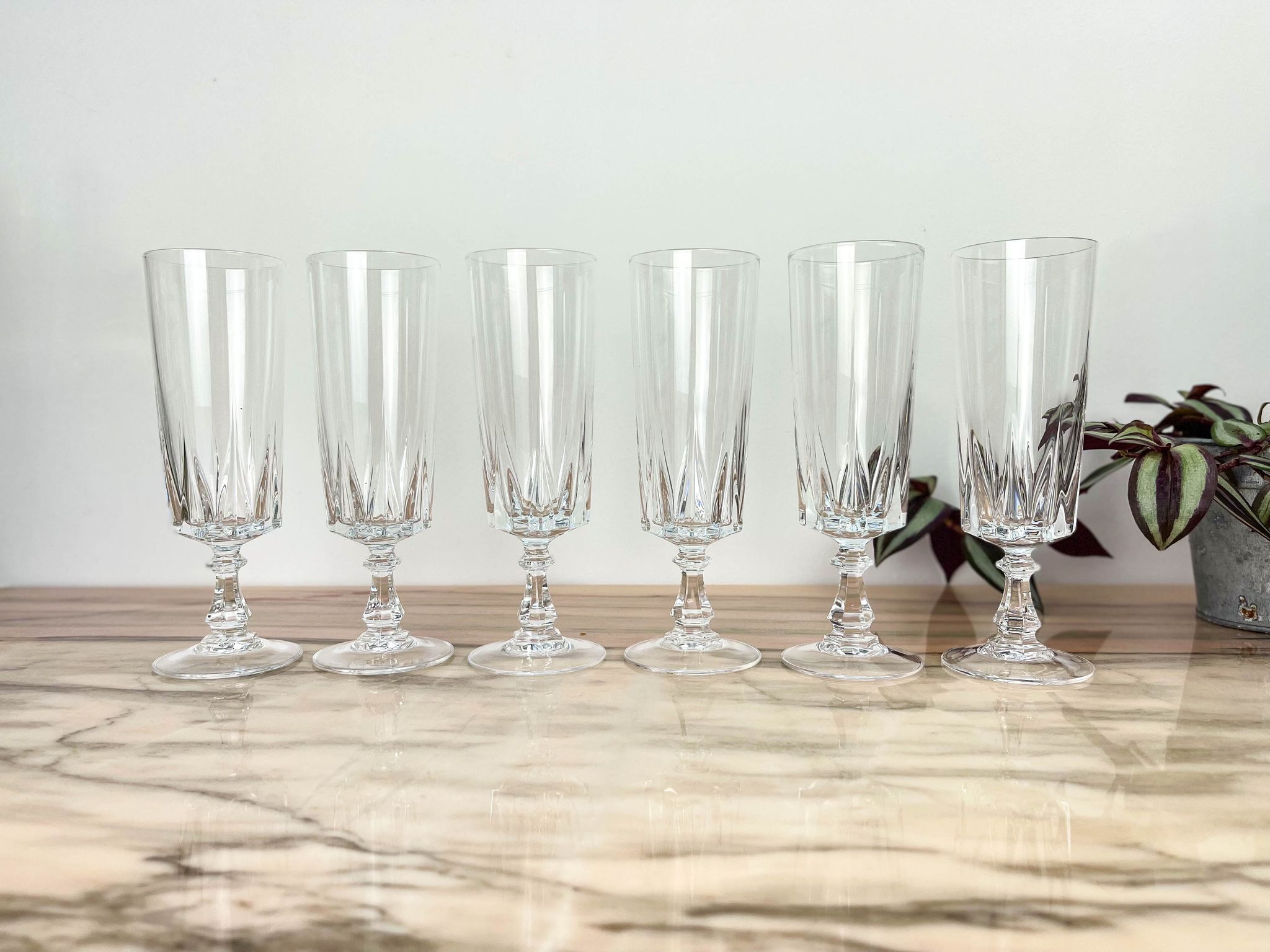 6 flûtes à champagne cristal d'Arques modèle Louvre
