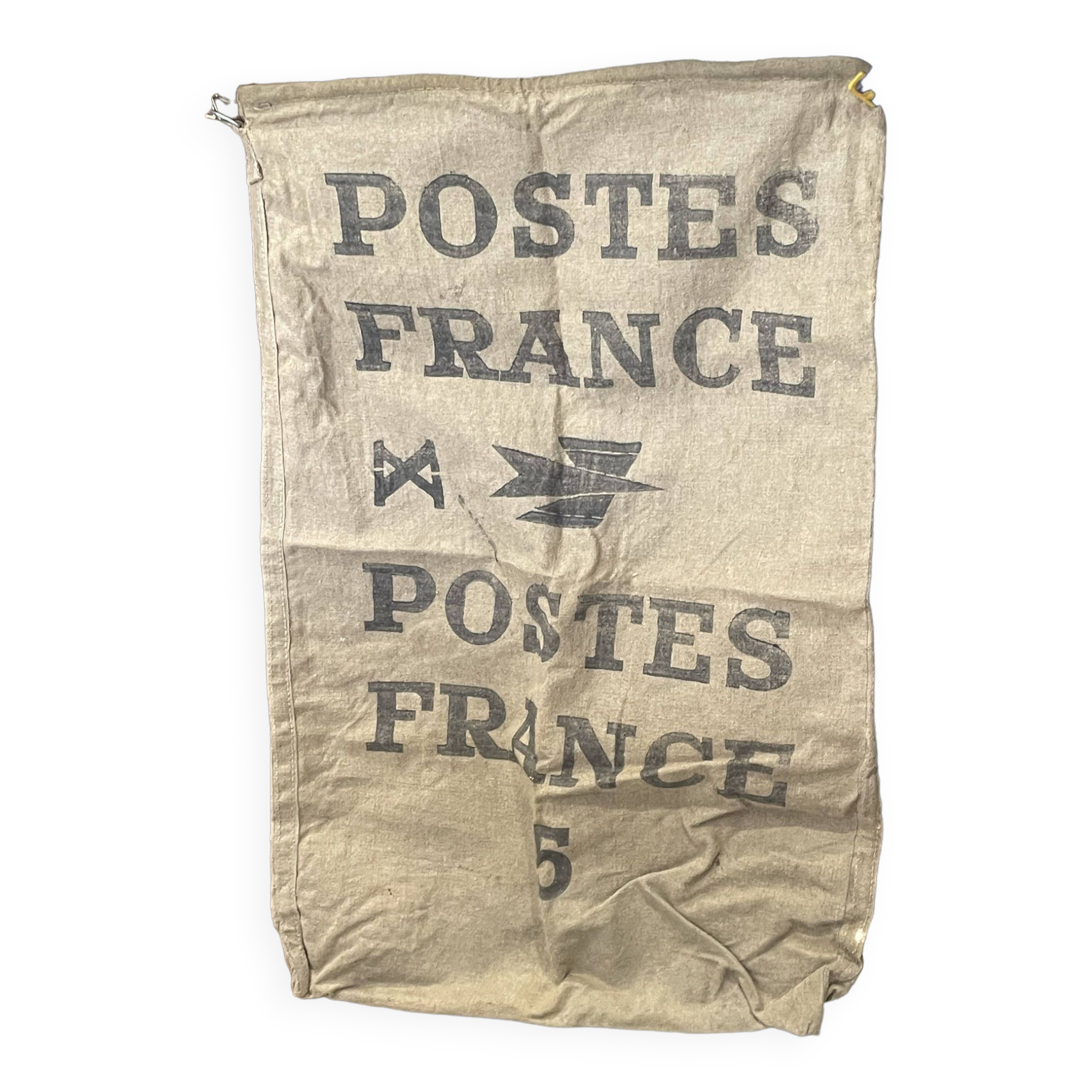 Old la poste france postal bag n°5 in burlap 60 x 90cm
