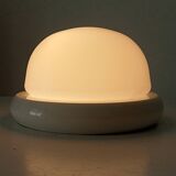Vintage wall lamp in opaline and lacquered wood