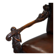 Carved Walnut Baroque Venetian Bench with Leather