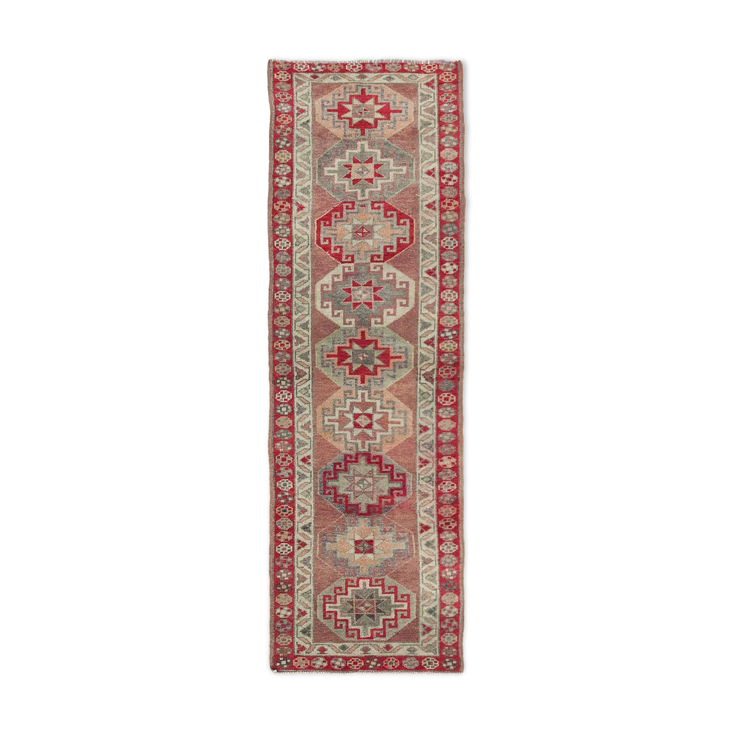 Handmade decorative oriental brown runner carpet 82 cm x 270 cm