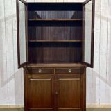 English walnut two-body library from the early 20th century.