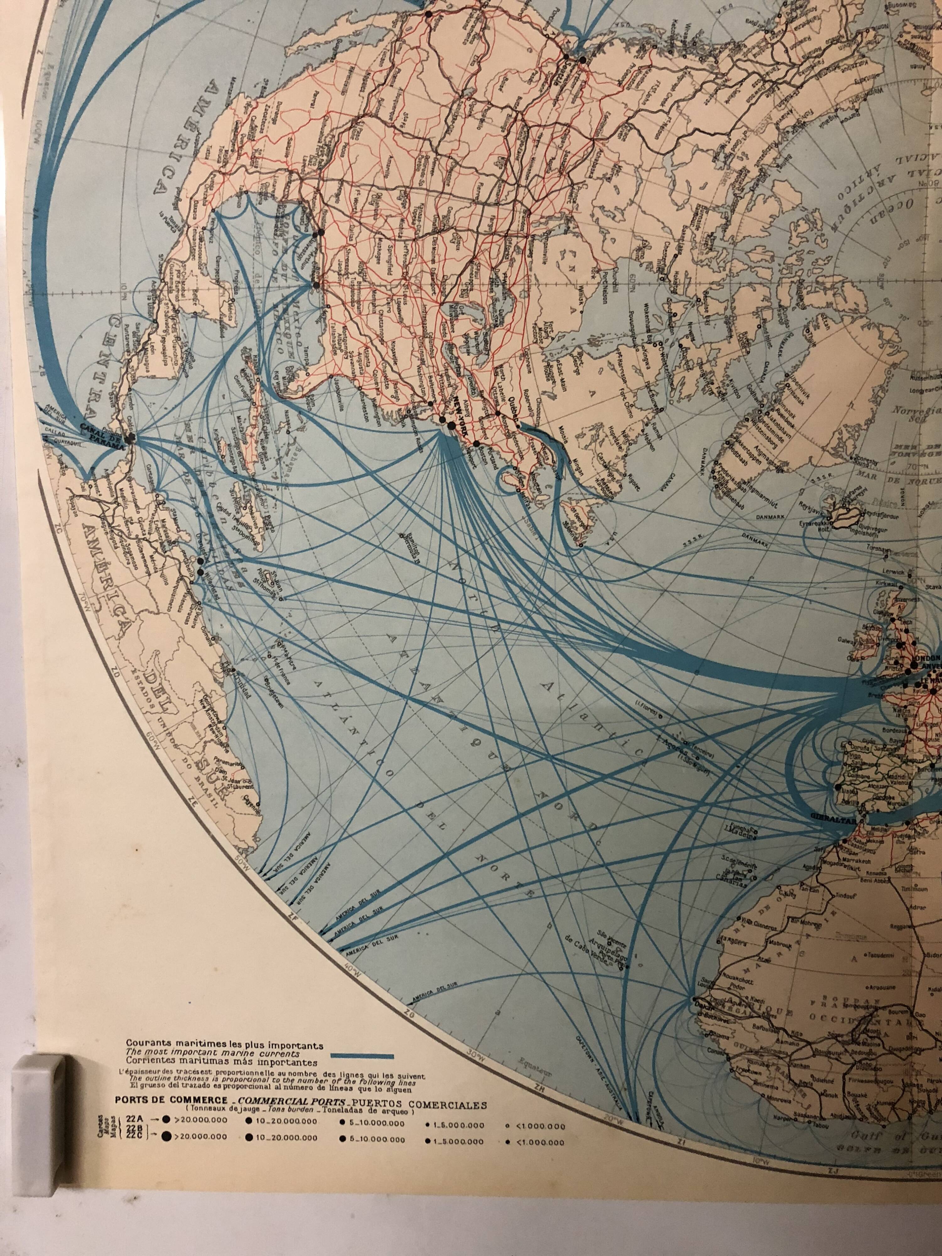Mappemonde carte ancienne communication dans l’hémisphère nord