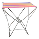 Vintage folding stool with a bayadère fabric pattern.