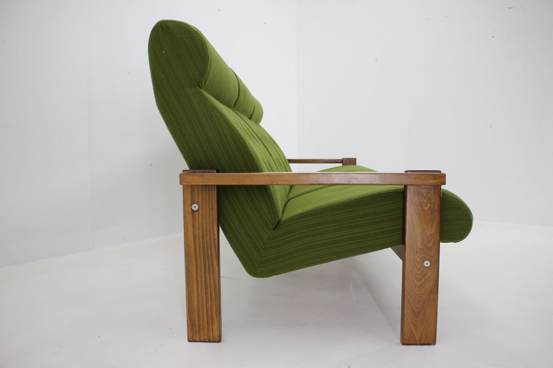 3-seater beech sofa from the 1970s, Czechoslovakia