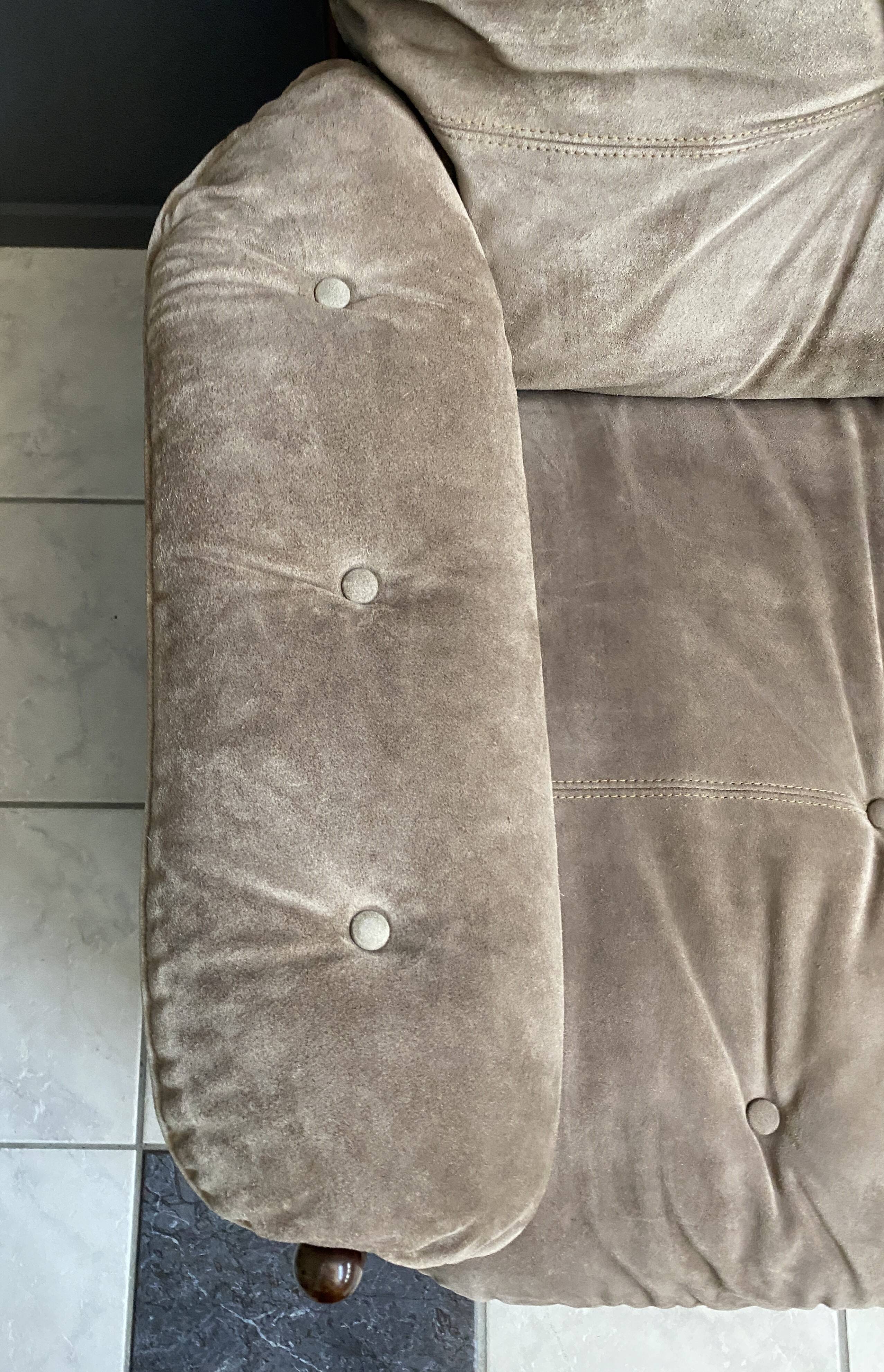 Brazillian 2 seat sofa in suede and Jatoba wood