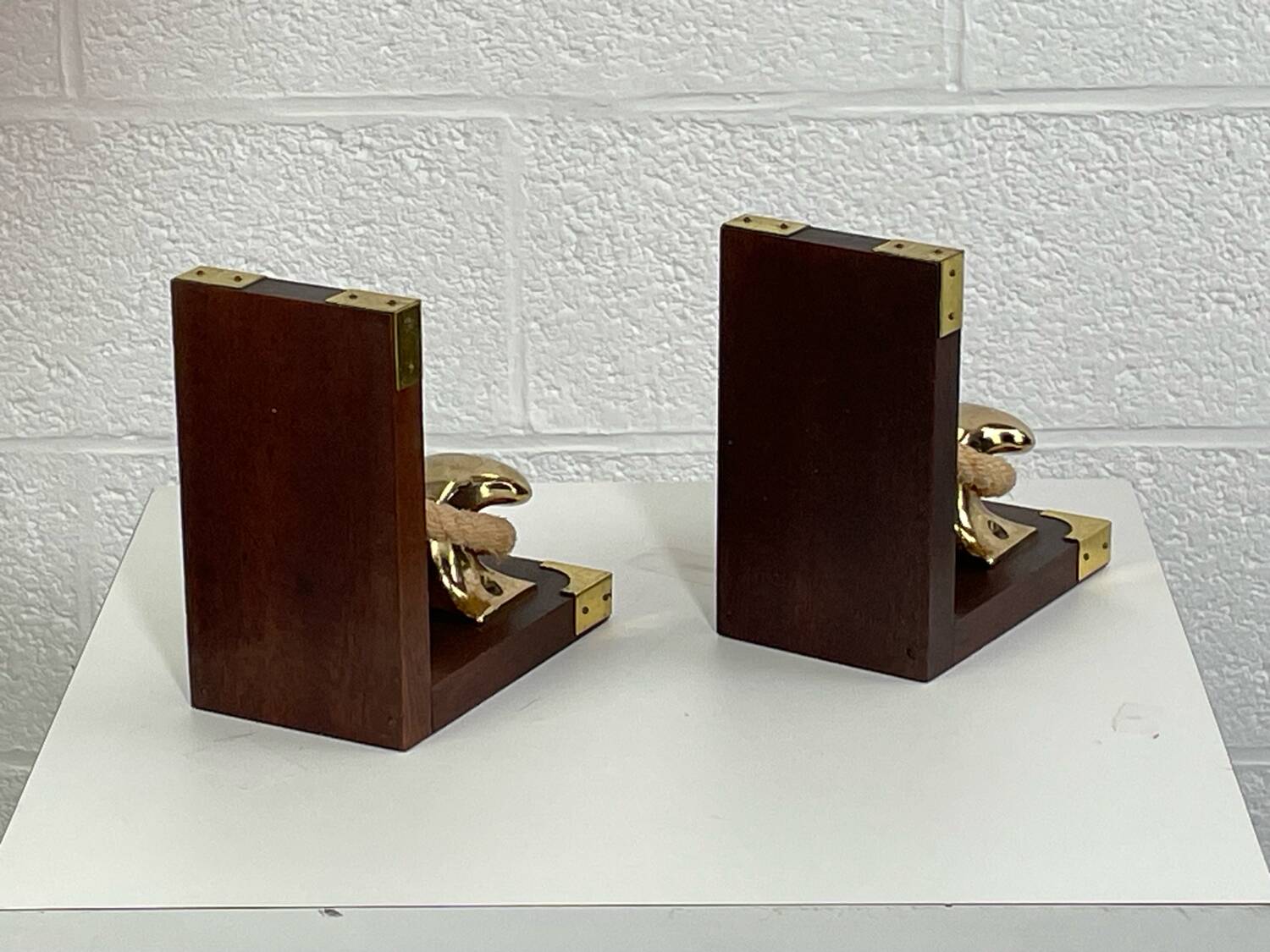 Vintage wood and gold bookend