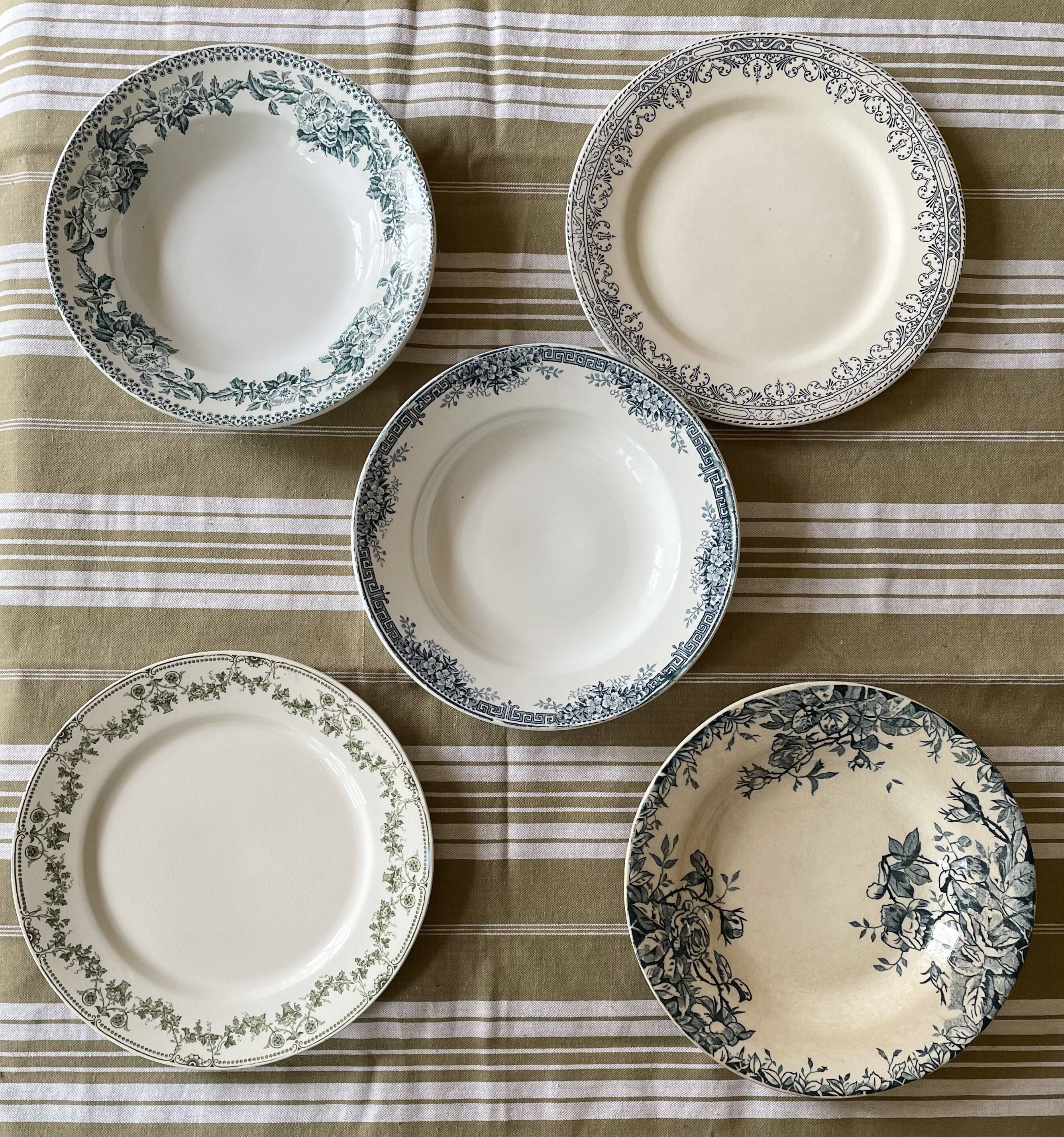 Mismatched ironstone plates