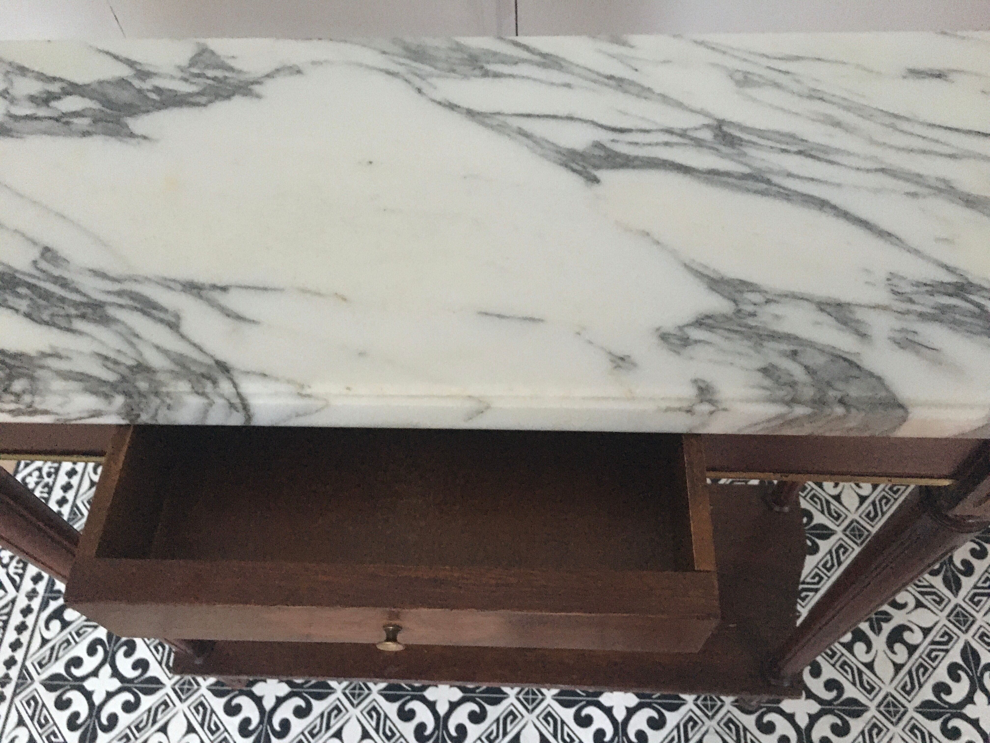 Console tray white marble