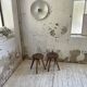 Pine stools with curved seat from the 50s